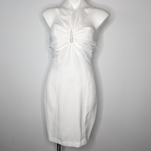 NWT Vintage Bill Levkoff White Halter Knee Length Dress 6 - Picture 1 of 13